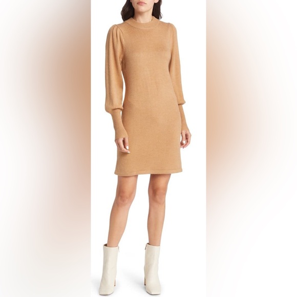 French Connection Dresses & Skirts - FRENCH CONNECTION | Camel Knit Sweater Dress | Size Small